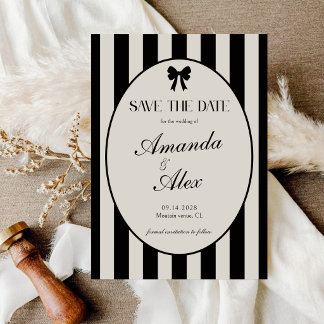 Elegante alte Geld-Coquette Schwarze Bogen-Hochzei Save The Date