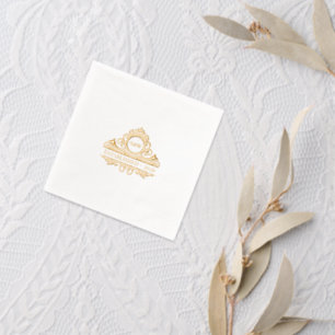 Elegante alte Geldästhetik Hochzeitswappen Monogra Servietten Mit Folie
