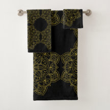 Elegante Alte Gold-Mandalas auf Schwarz