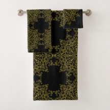 Elegante Alte Gold-Mandalas auf Schwarz