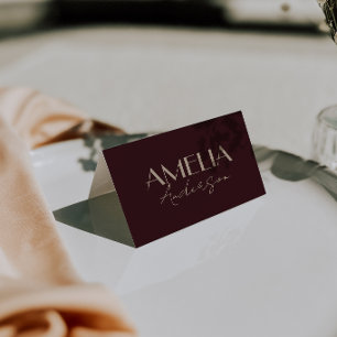 Elegante alte goldene Hochzeitsplatzkarten in tief Tischnummer