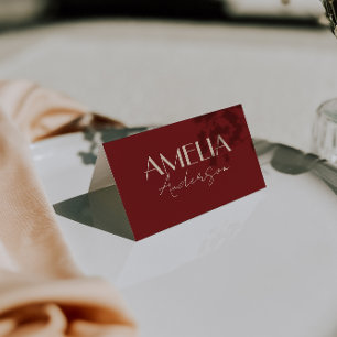 Elegante alte rote Creme-Hochzeitsplatzkarten im S Tischnummer