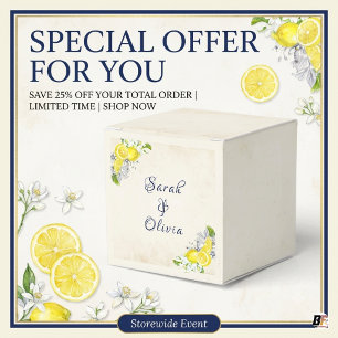 Elegante Amalfi-Zitrone und marineblaue florale Ho Geschenkschachtel