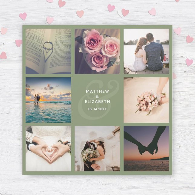 Elegante Ampersand Foto Collage Wedding Vielen Dan Magnetkarte (Von Creator hochgeladen)