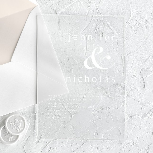Elegante Ampersand Hochzeit Acryleinladungen (Elegant Ampersand Wedding Acrylic Invitations)