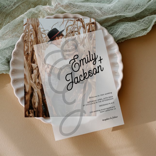 Elegante Ampersand Moderne Hochzeiten (Elegant Ampersand Modern Initials Wedding Vellum Invitations)