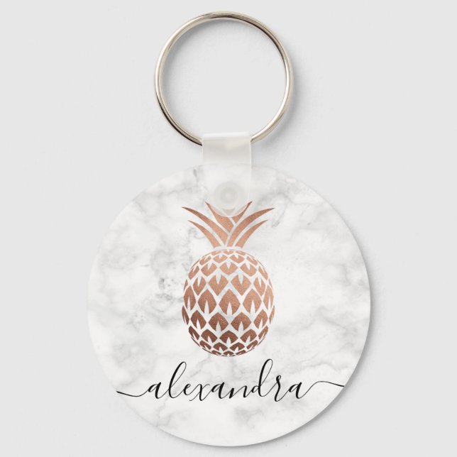 Elegante Ananas aus Kupfer-Rose Schlüsselanhänger (Vorderseite)