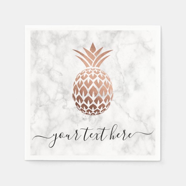 Elegante Ananas aus Kupfer-Rose Serviette (Vorderseite)