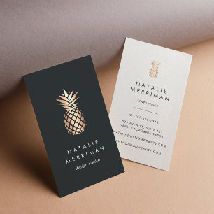 Elegante Ananas aus schwarz und Kupfer Visitenkarte