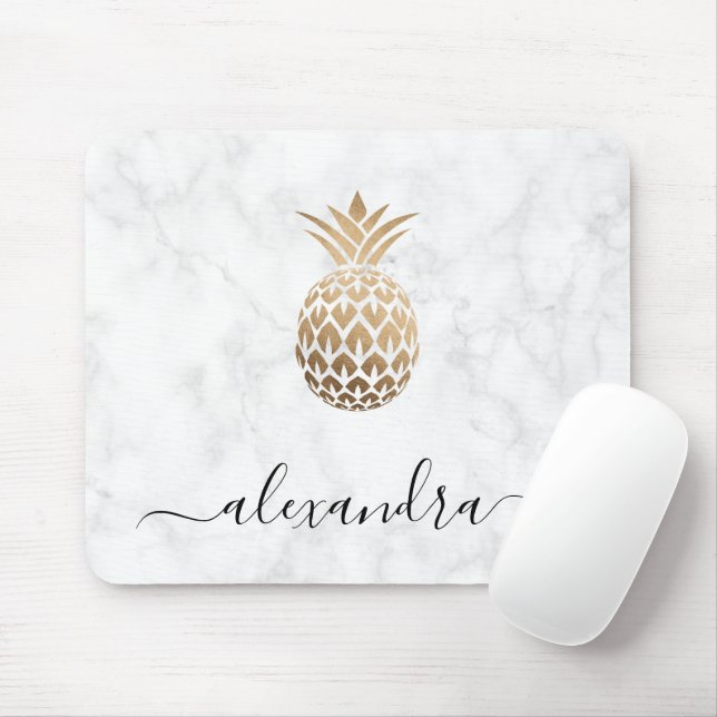 Elegante Ananas aus weißem Kupfergold Mousepad (Mit Mouse)