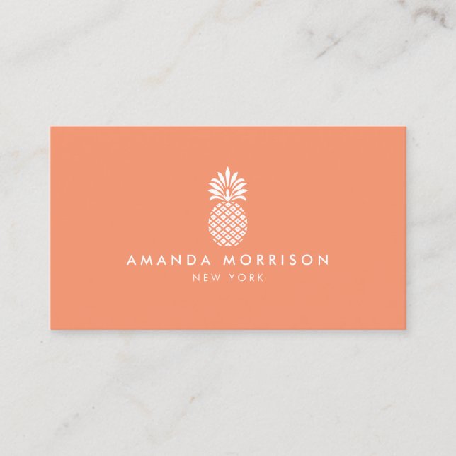 Elegante Ananas Luxury Boutique Coral Visitenkarte (Vorderseite)