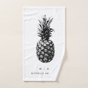 Elegante Ananas   Monogramm Custom Handtuch