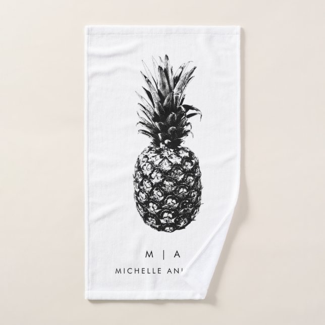 Elegante Ananas | Monogramm Custom Handtuch (Handtuch)