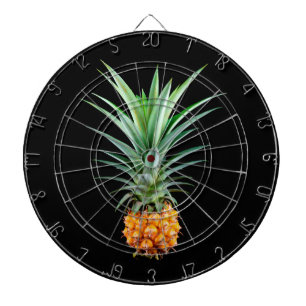 elegante Ananas Schwarzer Hintergrund Dartscheibe