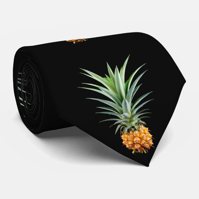 elegante Ananas | Schwarzer Hintergrund Krawatte (Gerollt)