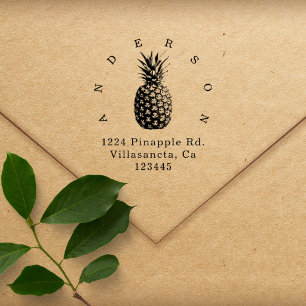 Elegante Ananas Tropische Familien-Rücksendeadress Gummistempel