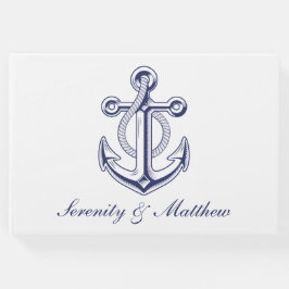 Elegante Anchor Navy Blue Nautical Wedding Gästebuch