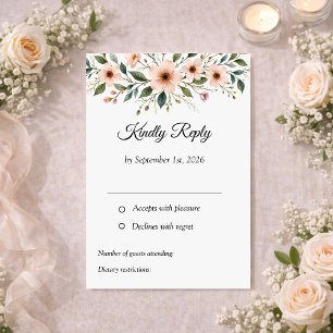 Elegante Anemone-Wildblumen-Botanische Hochzeit RSVP Karte
