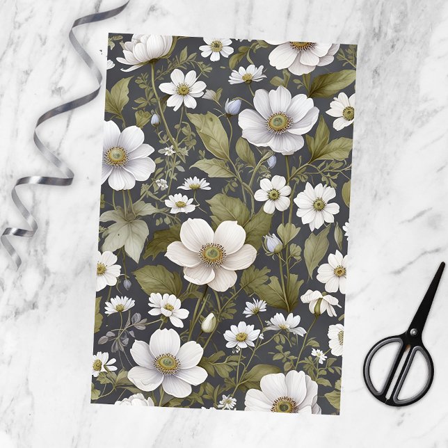 Elegante Anemonen aus dem Weißen Garten auf Mute G Seidenpapier (Von Creator hochgeladen)