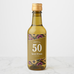 Elegante Anemonen Geburtstag Für Ehefrau Weinetikett
