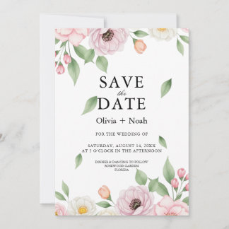 Elegante Anemonenblume Fallende Blätter Hochzeit V Save The Date