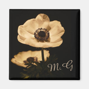 Elegante Anemonenblumen Initialen Magnet
