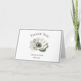 Elegante Anenome Blume Hochzeit Schwarz & Weiß Dankeskarte
