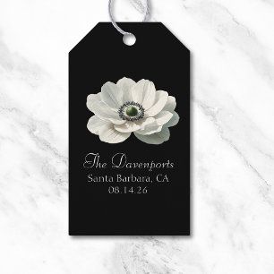 Elegante Anenome Blume Hochzeit Schwarz & Weiß Geschenkanhänger