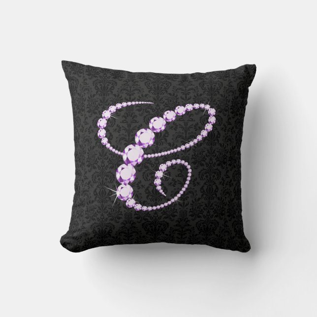 Elegante anfängliche C-Sparkling-Diamanten -Monogr Kissen (Vorderseite)