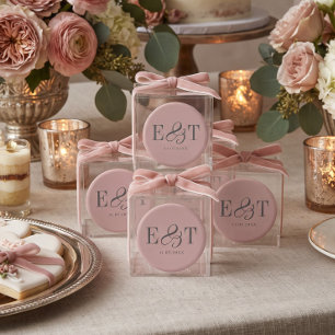 Elegante Anfangsbuchstaben des Brautpaares in Rosa Magnet