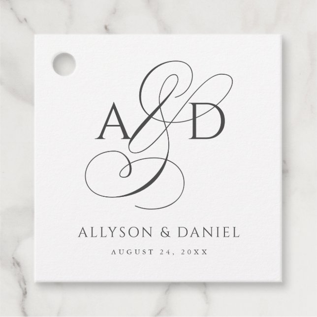 Elegante Anfangsskriptmonogramm Classic Wedding Geschenkanhänger (Vorderseite)