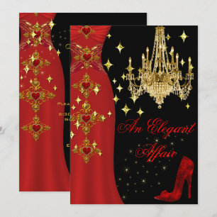 Elegante Angelegenheit Rotes Kleid Goldener Kronle Einladung