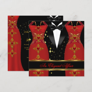 Elegante Angelegenheit Rotes Kleid Schwarze Schlei Einladung