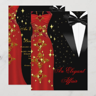 Elegante Angelegenheit Rotes Kleid Schwarze Schlei Einladung