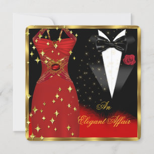 Elegante Angelegenheit Rotes Kleid Schwarze Schlei Einladung