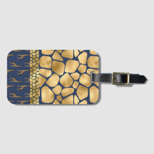 Elegante Animal Print Blue Gold Gepäckmarke Gepäckanhänger