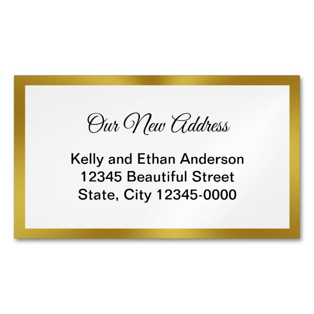 Elegante Ankündigung zur Schwarz-weißen Goldene Be Magnetische Visitenkarte (Vorderseite)