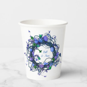 Elegante Anmut: Blumenkranz Vogelnest Blau Pappbecher