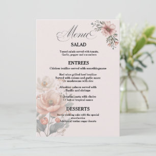 Elegante anpassbare Blumen-Hochzeits-Menükarte Einladung