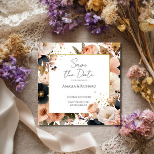 Elegante anpassbare Blumen-Hochzeitseinladungskart Save The Date