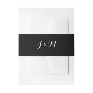 Elegante anpassbare schwarze Hochzeits-Bauchschnür Einladungsbanderole