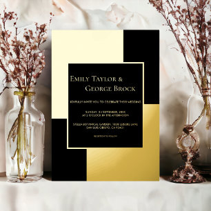 Elegante, anspruchsvolle Black and Gold-Chic-Hochz Folieneinladung