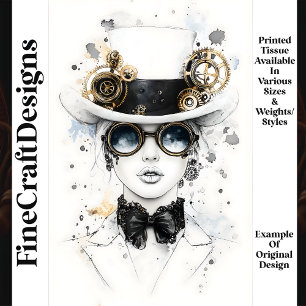 Elegante anspruchsvolle Steampunk-Dame Q4 Decoupag Seidenpapier