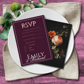 Elegante antike florale Hochzeits-RSVP-Essen-Auswa Begleitkarte