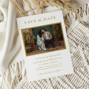 Elegante antike Gold-Hochzeitsfoto Save The Date