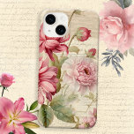 Elegante antike Vintage französische Blumenkolonie Case-Mate iPhone 14 Hülle<br><div class="desc">Künstlerisch und elegant im französischen Stil in Rosa und Rosa und Blüte mit antiken Drehbüchern und beige Pergament Hintergrund.</div>