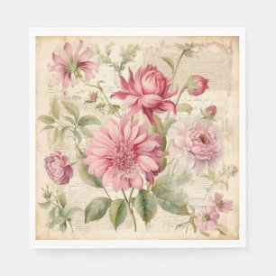 Elegante antike Vintage französische Blumenkolonie Serviette