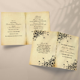 Elegante antike Wirbel Hochzeit Bi-Fold Programm