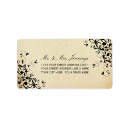 Elegante antike Wirbel Hochzeitsplatten Adressaufkleber