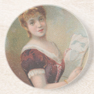 Elegante Antiquitäten-Valentinsillustration, 1890 Getränkeuntersetzer